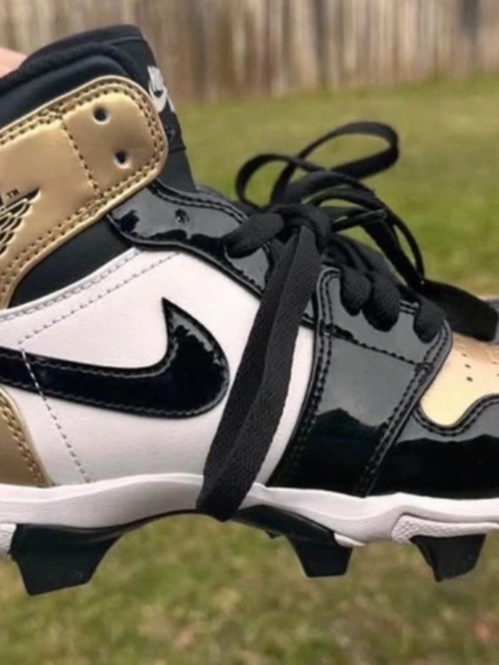 Jordan Kids' Black, White & Gold High-Top Sneakers